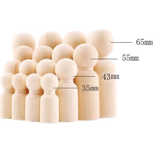 10PCS Log Painted Wooden Peg Dolls 35mm,43mm,55mm,65mm Unfinished Wood Craft For Home Decoration Wood Ornaments Peg Dolls Gift