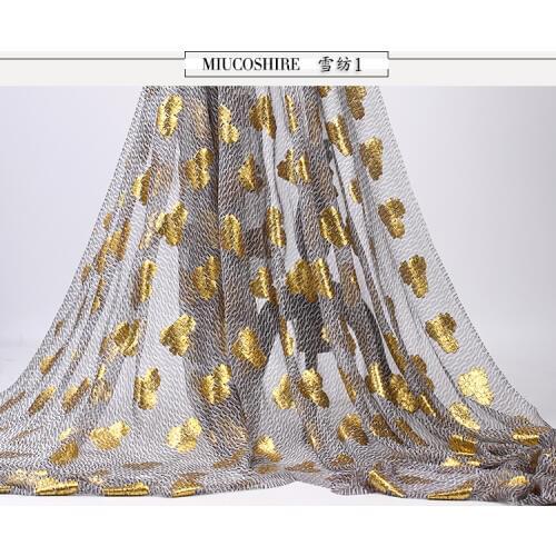 110cm*100cm 2020 summer new light thin gold line jacquard fabric clothing stripping silk chiffon dress fabric