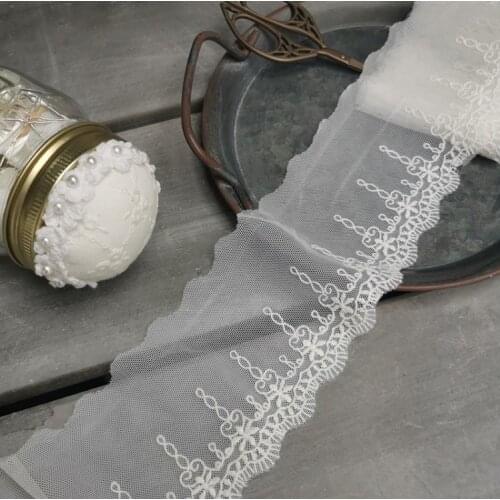 3 meters/lot 8cm Ivory Cotton Thread Lace Fabric Lace Ribbon Trim Voile Fabric Lace Wedding Dress Apparel Sewing Fabric 8cm