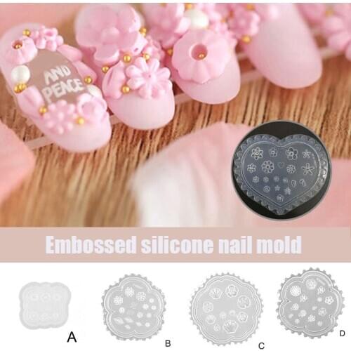 3D Nail Flower Mold Nail Art Silicone Mold Leaves Flower Mixed Pattern 3D Acrylic Nails Decors Tools MPwell