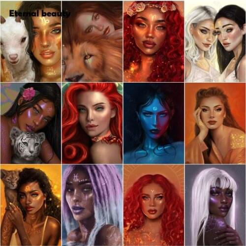 5D Diy Diamond Painting Black Womna and Kittens Full Square Diamond Embroidery Handmade Mosaic Art Paintings Sale Needlework