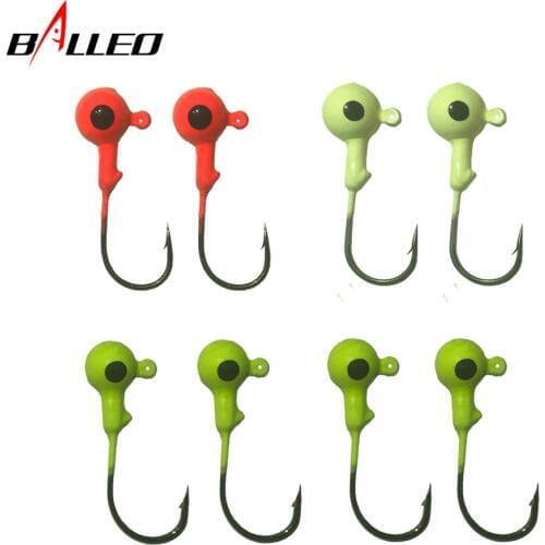 Balleo 10pcs/lot 3.5g 5g 7g 10g 14g lead head hook jig head hook suit Soft Lure Red Worms EarthWorm Soft Lures