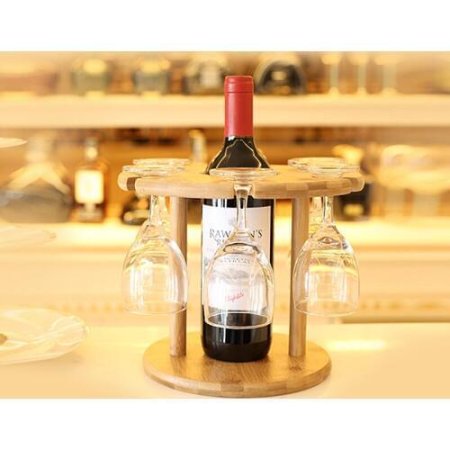 Bamboo Wine Cup Holder 6Holes Fashion Goblet Rack Home/Bar Decoration Creative Cup Storage Holder Kitchenware Wine Set