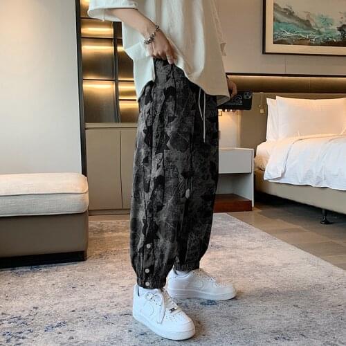 The New Trend of Mens Pants Summer Loose Thin Section Cropped Trousers Casual Boys Camouflage Trousers