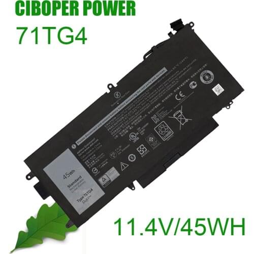 CP Genuine Laptop Battery 71TG4 11.4V 45Wh/K5XWW 7.6V 60WH 725KY CFX97 0N18GG P29S N18GG for 12-5289 7389 7390 2-in-1 P29S002