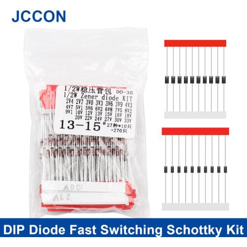 DIP Diode Fast Switching Schottky Diode Kit Set 1N4007 FR107 FR207 1N5819 1N5399 1N5408 1N5822