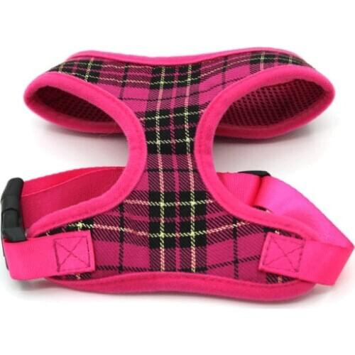 Pets Vintage Grid Adjustable Soft Harness Dog Puppy Vest Breathable Walk Harness Collar