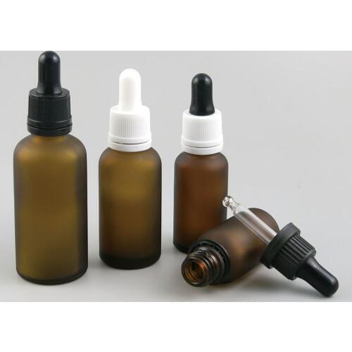 10 x 5ml 10ml 15ml 20ml 30ml 50ml 100ml Essential Oil Frosted Brown Glass Bottle With Dropper For Liquid Reagent Pipette Bottle