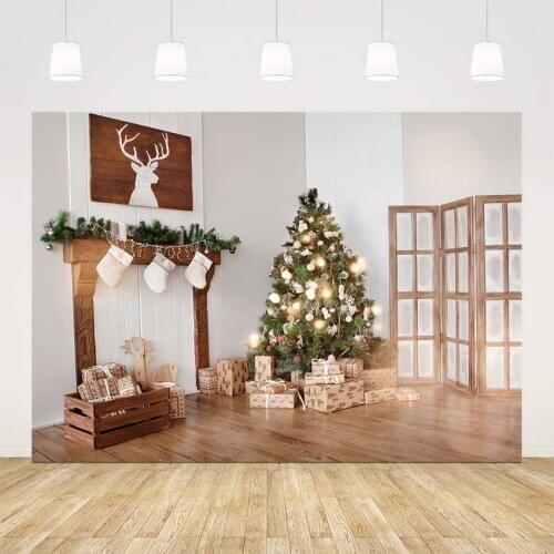 Photography backdrop living room fireplace christmas portrait photo booth background elk christmas tree background for photo