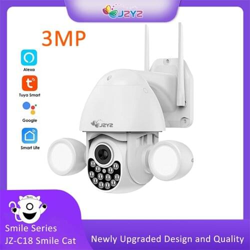 JZYZ 3MP Tuya IP Monitor Motion Detection Humanoid Tracking Infrared Night Vision Waterproof Two Way Audio Video Surveillance