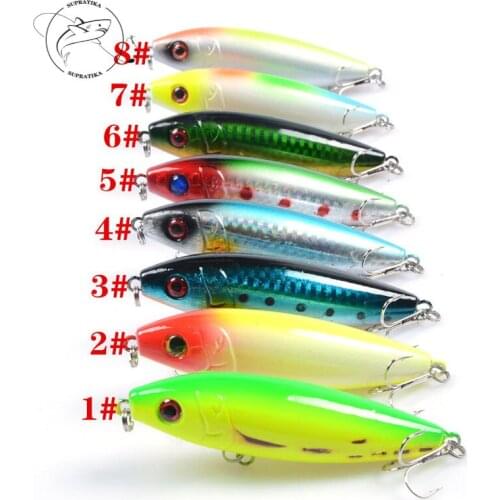 3D Eyes Artificial Popper Floating ABS Plastic Hard Bait 8Colors 8cm/12g 6# Hook Bionic Bait Wobbler Sea Freshwater Fishing Lure
