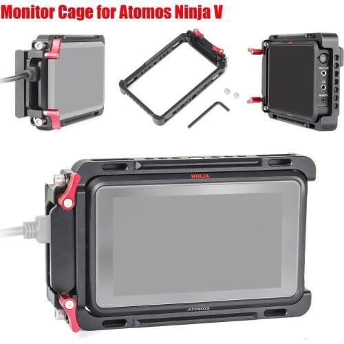 5" 4K HDMI-compatible Monitor Cage for Atomos Ninja V Monitor Cage Clamp and 1/4'' 3/8'' hole built-in NATO Rail