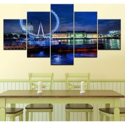 The London Eye landscape 5 piece Wallpapers modern Modular Poster art Canvas painting for Living Room Home Decor