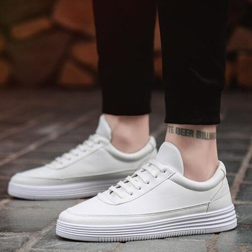 2019 Men Sneakers Soft Leather Casual Shoes Flat Fashion Brand Sneakers Mens White Shoes Black Top Quality Shoes men