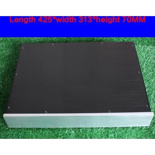 KYYSLB 425*313*70mm All Aluminum Pure Post Preamp Amplifier Chassis Box House DIY Enclosure with Feet Amplifier Case Shell