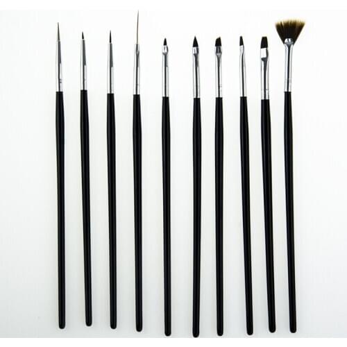 Manicure tool pen set 10 black sticks painted drawing line drawing flower phototherapy pen