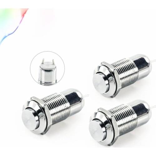 1pcs 10MM 2P NO Panel Hole Metal Button Switch Latching Power Push Button High Head Self Locking /Self Reset soldering IP67