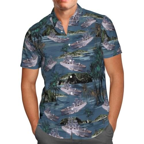 Warship 3D Beach Hawaiian 2021 Summer Mens Shirt Short Sleeve Shirt Streetwear Oversized 5XL Camisa Social Chemise Homme-576