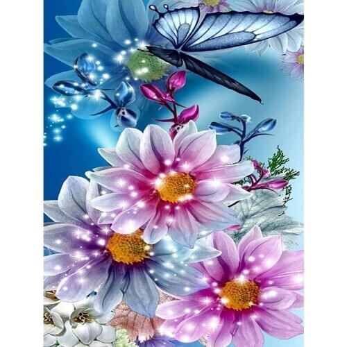 Diy full round diamond embroidery peony&butterfly diamond painting Cross Stitch full square drill Rhinestone mosaic decoration