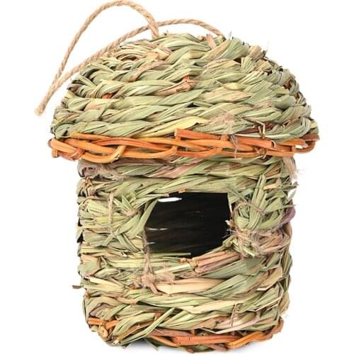 Natural Grass Bird Nest Hummingbird Birdhouse For Outside Hanging Grass Hand Woven Bird Nest Bird Hut For Yard Decoration
