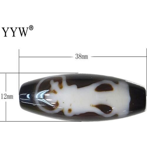 Natural Tibetan Dzi Beads for making diy Jewelry Oval, ribbon Kuanyin, 38x12x2.50mm, Hole:Approx 2mm, Sold By PC