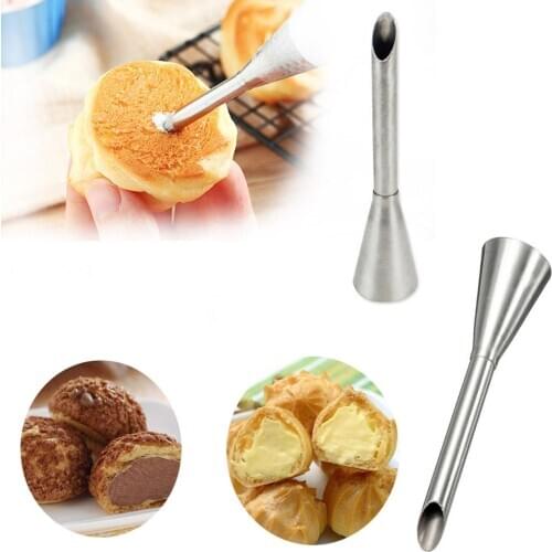 Stainless Steel Puffs Cake Nozzles Icing Piping Nozzles Tips Decorating Flowers Mouth Crowded Puffs Cream Fillings Baking Tools