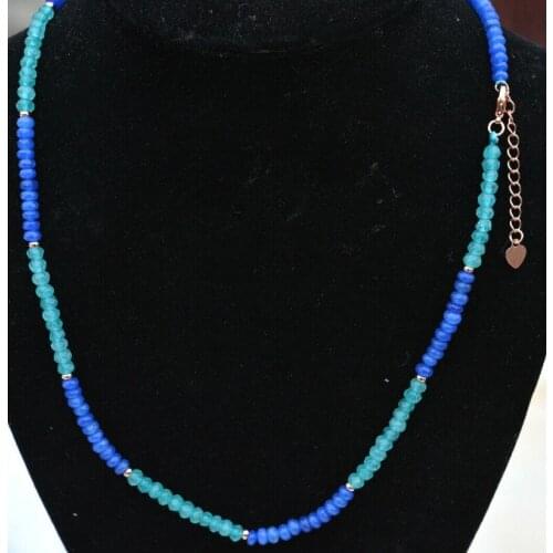 New 2x4mm Faceted Aquamarine sapphire Rondelle Gemstone Beads Necklace 18