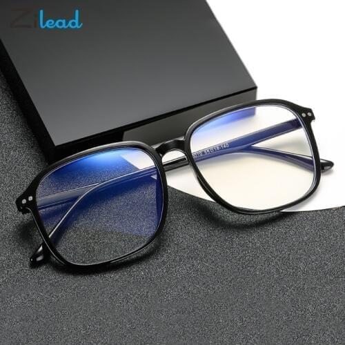 Zilead Fashion Square Glasses Frame Anti Blue-ray Reading Glasses Women Retro Trend Eyeglasses Large Frame Men Flat Lens Unisex