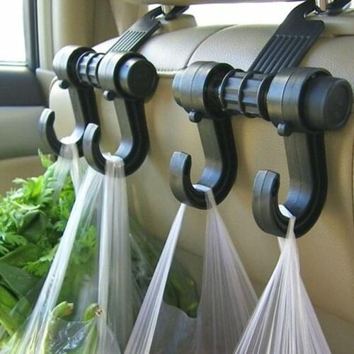 OLPAY Double Car Seat Hook Back Seat Headrest Hanger Holder Hooks Clips For Bag Purse Cloth Grocery Automobile Car Accessories