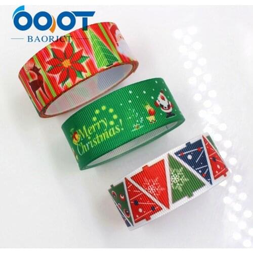 OOOT BAORJCT G-18529-307 22 mm 10 yards Christmas Ribbons Thermal transfer Printed grosgrain Wedding Accessories DIY material