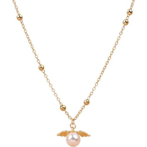 RZ102 Creative temperament simple wing shape clavicle chain student pearl necklace female C317