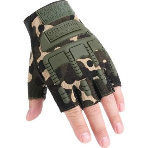 Army Fan Women Mens Black Tactical Gloves Outdoor Sports Fighting Riding Non-slip Male Fingerless Military Gloves Men Women