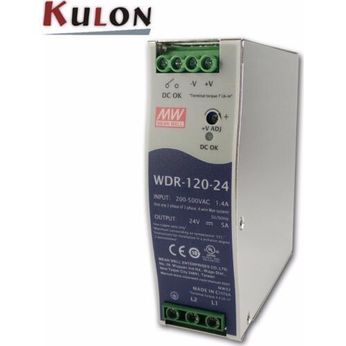 Genuine Meanwell WDR-120-24 120W 5A 24V slim wide input Industrial DIN Rail Power Supply 10A 5A