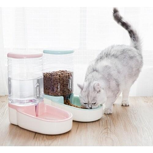 Large Capacity 3.8L Adjustable Automatic Pet Feeder Drinking Fountains Dog Puppy Bowl Water Dispenser for Dogs Cats Food Dish
