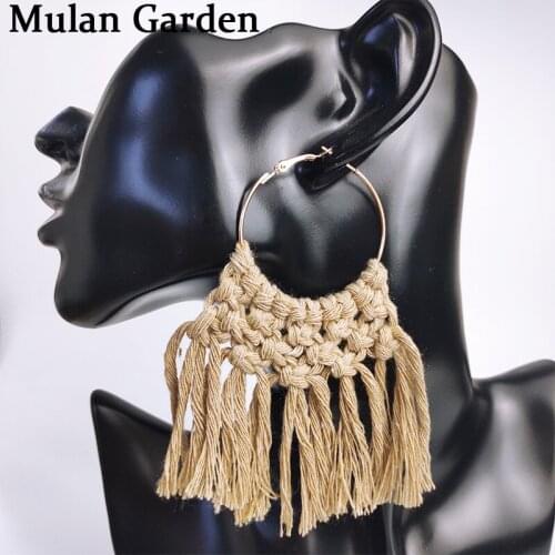 M&G 5 Colors Boho Handmade Weave Big Macrame Earring Ethnic Fashion Tassel Earrings Bridesmaid Jewelry Women Accessories Gifts