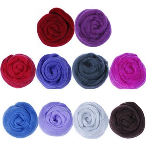 10 Colors 100g Wool Fibre Flower Animal Wool Felting Handmade Spinning DIY Craft Materials Tool Felt Felting Wool
