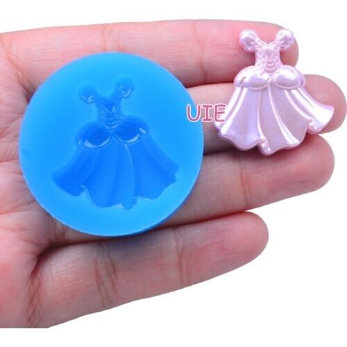FYL099U 30.2mm x 28.3mm Wedding Dress Silicone Mold Fondant Cake Decoration Candy Resin Clay Earrings Necklace Craft Soap Candle