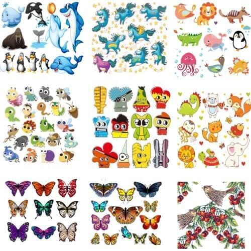 Iron on Transfer for Clothing Thermoadhesive Patches Stickers Diy Butterfly Patch Fusible Animal Appliques for Clothes Stripes A