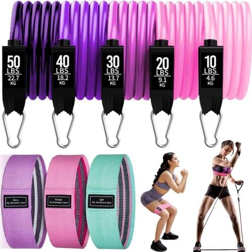 Resistance Bands for Women 15 Pcs Home Gym Exercise Set Training with Fabric Loops Band for Firming,Toning,Slimming Abs and Body