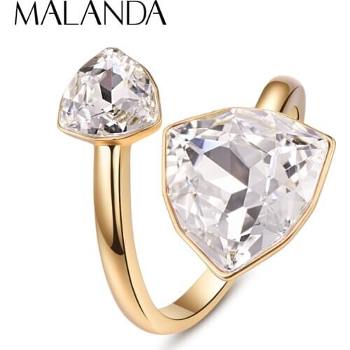 Crystals From SWAROVSKI Luxury Geometric Open Rings For Women New Fashion Elegant Female Rings Wedding Party Jewelry Girls Gift