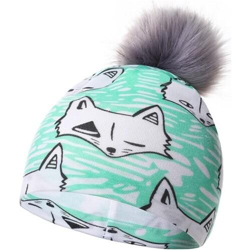 Winter Newborn Baby Hat Lovely Printed Pompom Cotton Infant Girl Boy Beanie Cap Fashion Bonnet Warm Headwear