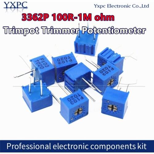 10pcs 3362P 101 201 501 102 202 502 103 203 503 104 204 504 105 Trimmer Potentiometer 3362 100R 500R 1K 2K 5K 10K 20K 50K 100K