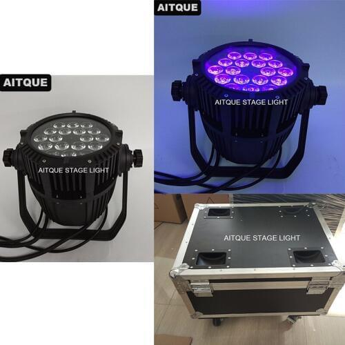 12pcs+Flight case)led uplights outdoor rgbwa uv dmx par led 18*18 w par lights ip65 fly case dj led par ip65 light