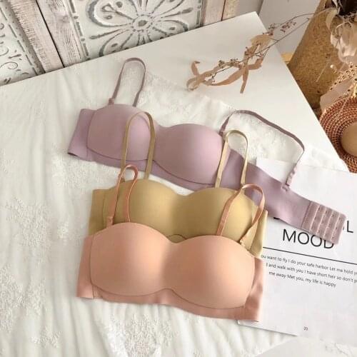 2021summer thin strapless tube top underwear breathable big breastssmall no steel ring silicone anti-drop girl bra bra for women