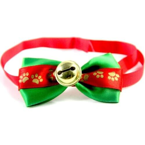 35PCS / LOT Dog Bow Tie Christmas Series Footprints Bell Collar Small Dog Accessories Pet Cat Bow Tie