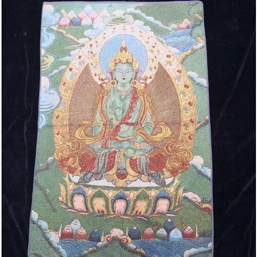36 inch Tibet Silk embroidery White Tara Compassion Goddess Tangka Thangka Painting Mural