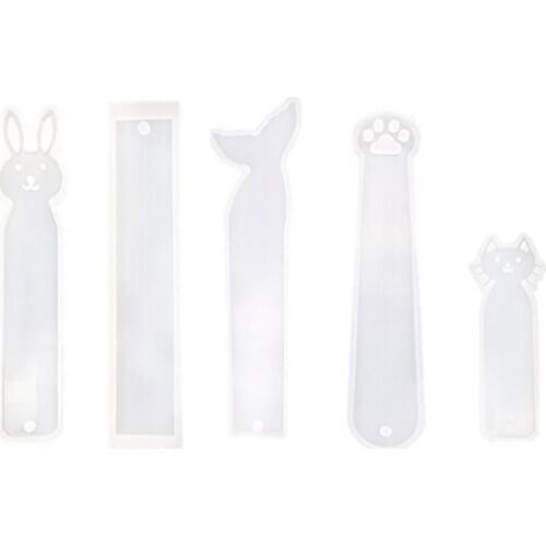 5 Pack Silicone Bookmark Mold DIY Bookmark Casting Mould Making Epoxy Resin Jewelry DIY Craft Silicone Transparent Mold Mermaid