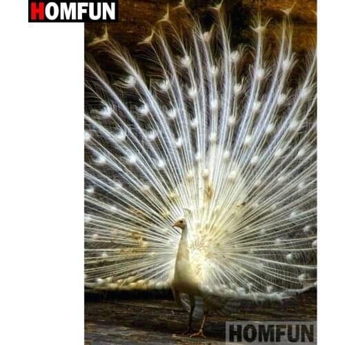HOMFUN Full Square/Round Drill 5D DIY Diamond Painting "Animal peacock" 3D Diamond Embroidery Cross Stitch Home Decor A19716