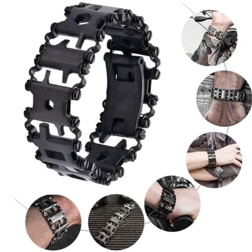 Free shipping 29 in 1 Tool Bracelet Stainless Tread Bracelet Outdoor Bolt Driver Tools Kit Travel G-shock iWatch ETC