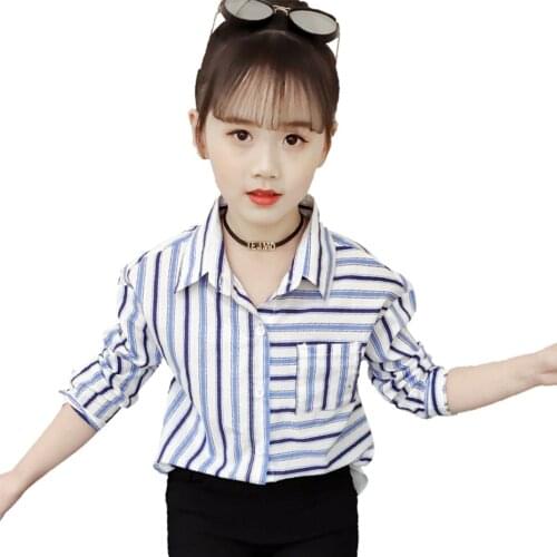 Girls Blouse Striped Girl Shirts Casual Style Childrens Shirts For Girls Spring Autumn Clothes For School For Girls